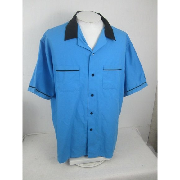 Cruisin USA Men bowling shirt blue black retro vintage 90s pit to pit 31 sz 3X - Picture 3 of 11